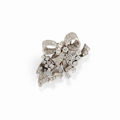 Spilla in oro bianco 18k con diamanti