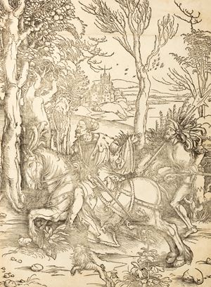Durer, Albrecht  - Cavaliere a cavallo e lanzichenecco