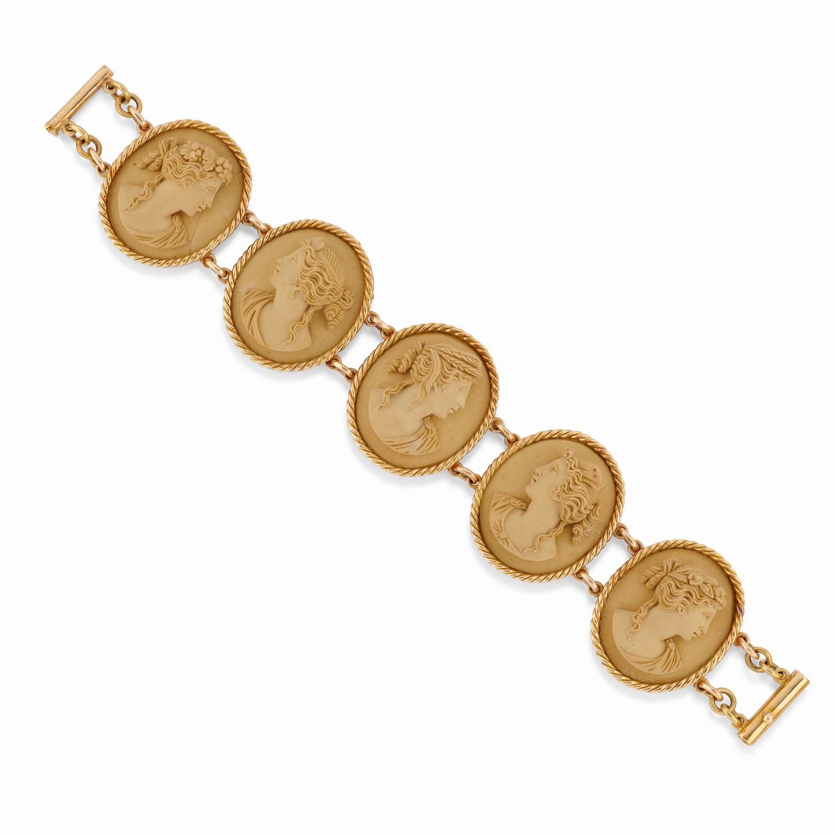 Demi Parure in Oro Giallo 18K con Cammei in Pietra Dura