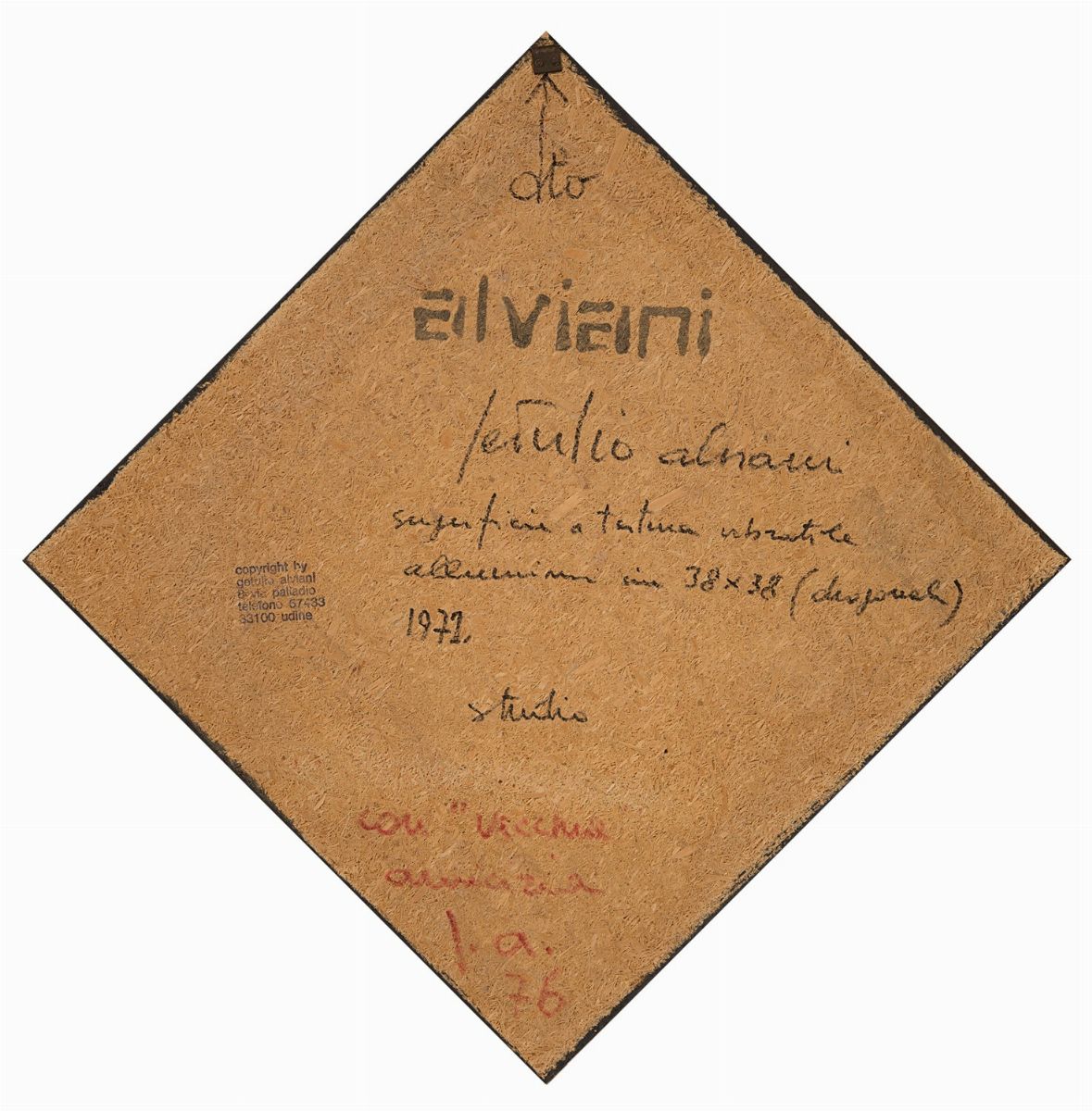 Getulio Alviani - Superficie a testura vibratile, alluminio 38x38 cm, 1971