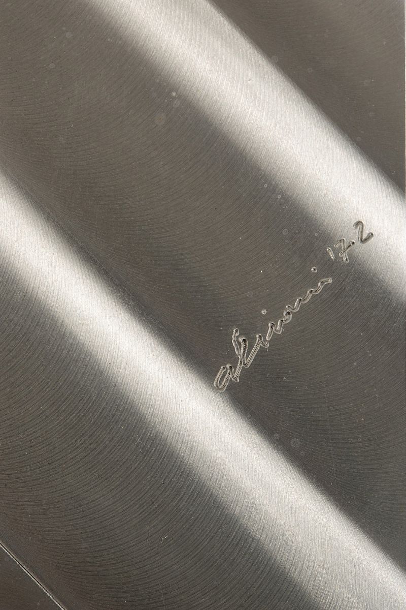 Getulio Alviani - Superficie a testura vibratile, alluminio 38x38 cm, 1971