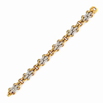 Bracciale in oro bicolore 18K con diamanti taglio brillante