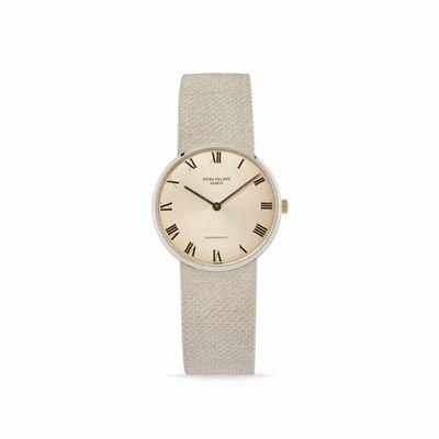 Orologio da polso personalizzato Calatrava 3513 per Hausmann, anni '60, oro bianco 18k