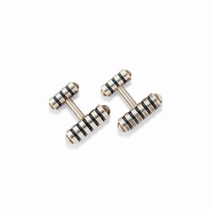A 925 silver and black enamel cufflinks, Tiffany and Co.