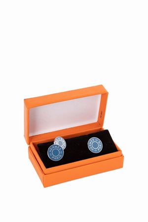 Hermès - Silver 925 and enamel Litcol cufflinks