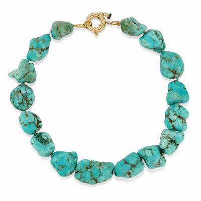 Collana in oro giallo 18k con turchesi