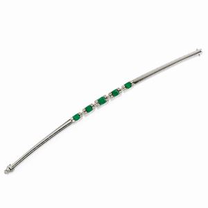 Bracciale in oro bianco 18k, smeraldi e diamanti