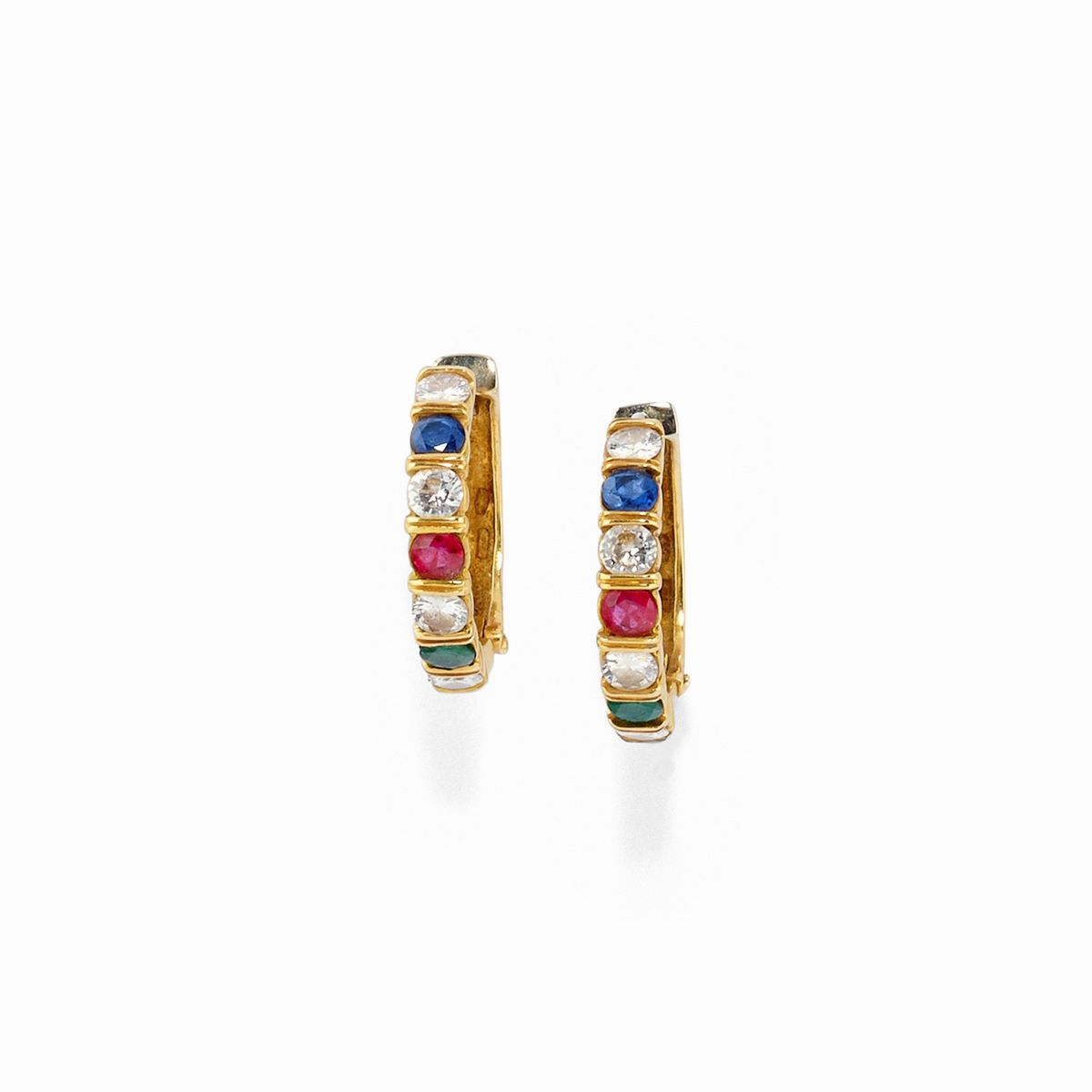 Parure Demi in oro giallo 18K con diamanti, rubini, zaffiri e smeraldi