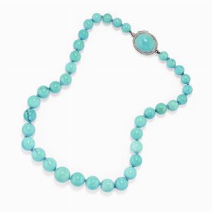 Collana in oro bianco 18k e turchese