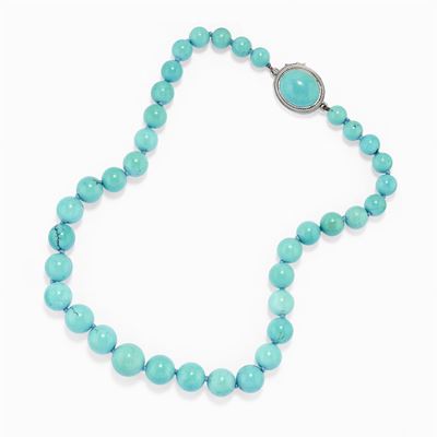 Collana in Oro Bianco 18k e Turchese