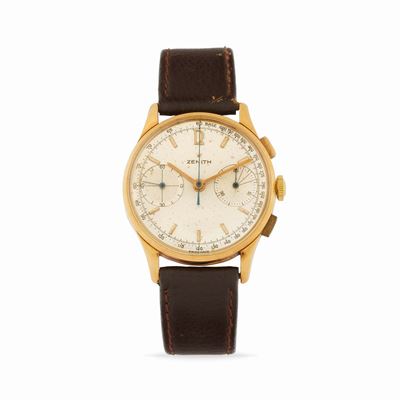 Cronografo anni '60, oro rosa 18k, movimento a carica manuale
