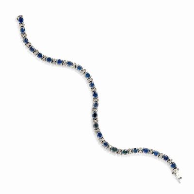 Bracciale, oro bianco 18K con zaffiri e diamanti