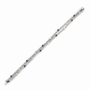  - Bracciale in oro bianco 18K, diamanti e zaffiri 