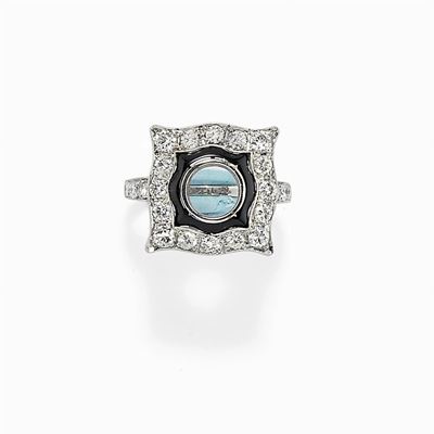 Anello in Platino, Onice e Diamanti