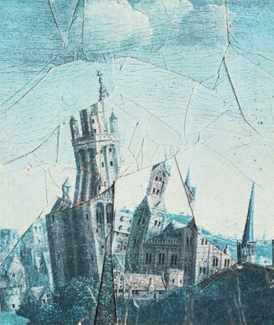 Crumblage (Cattedrale), tecnica mista su carta applicata su cartone