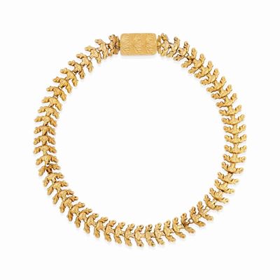 Collana in oro giallo 18K, maglie snodate con chiusura rettangolare