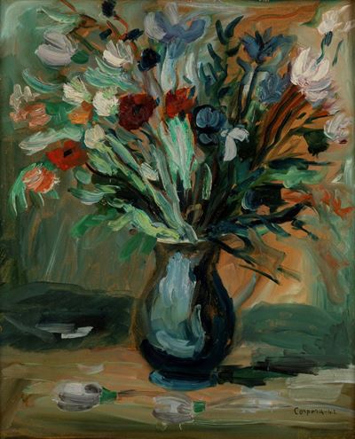 Vaso di fiori, olio su cartone pressato, 1942