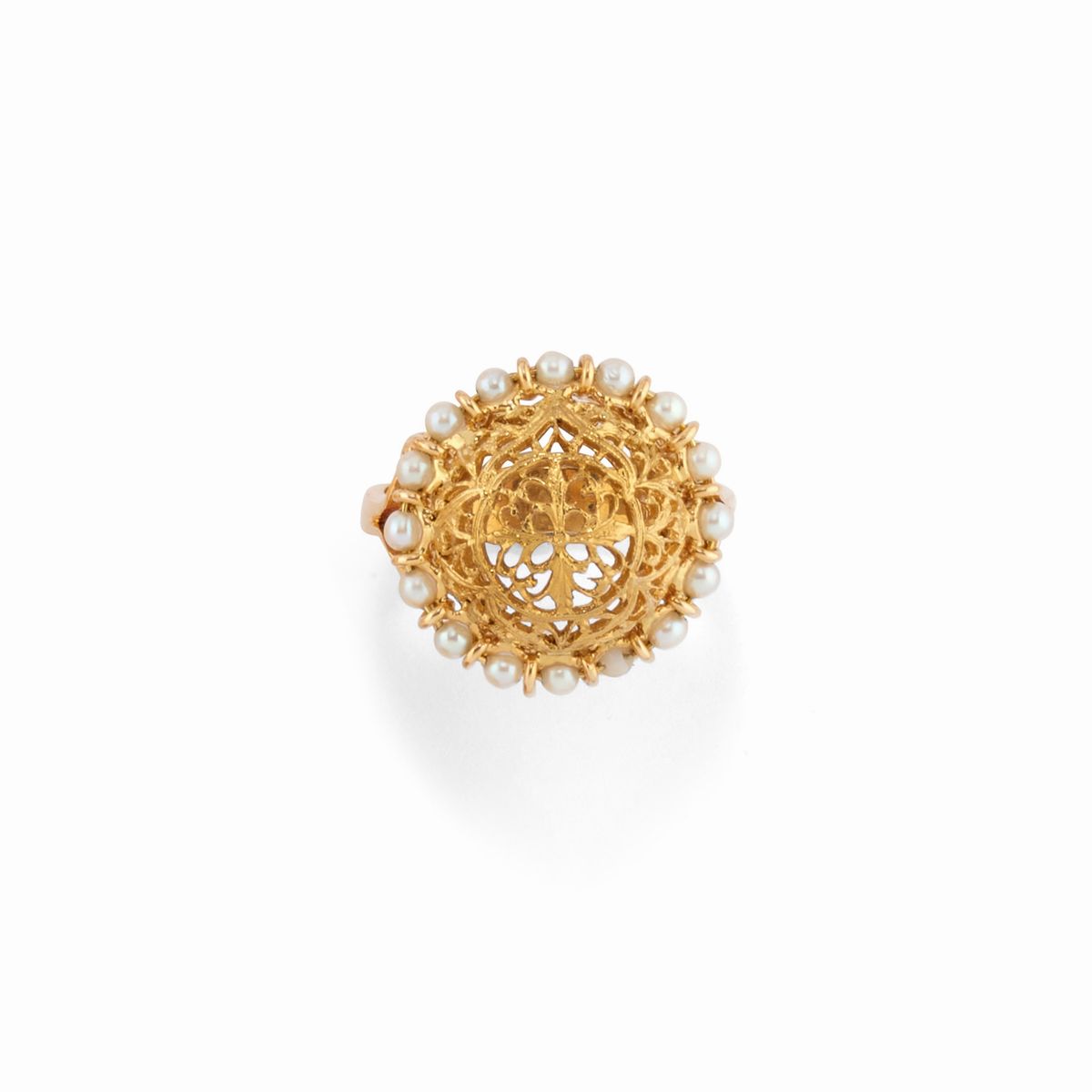 Set di Otto Anelli in Oro Giallo 18K con Pietre Colorate e Perle