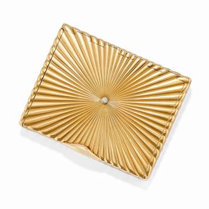 A 14k yellow gold and diamond powder compact, Van Cleef & Arpels