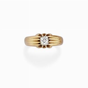 Anello in oro giallo 18k e diamante