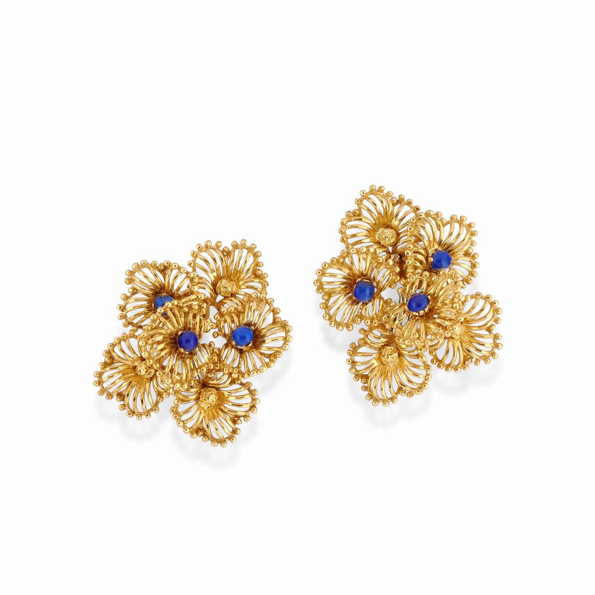 Demi-parure in oro giallo 18K con lapislazzuli e diamanti