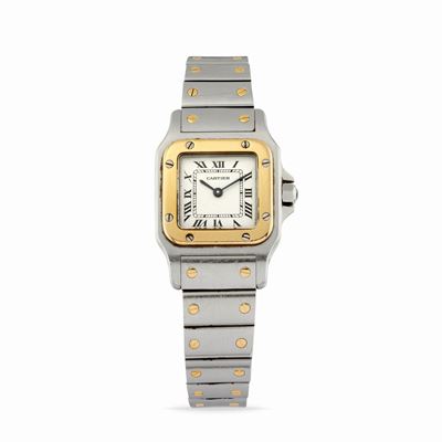 Santos, Orologio da tavolo in acciaio e oro 18k, anni '90