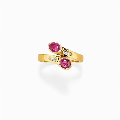 Anello in Oro 18k, Rubini e Diamanti