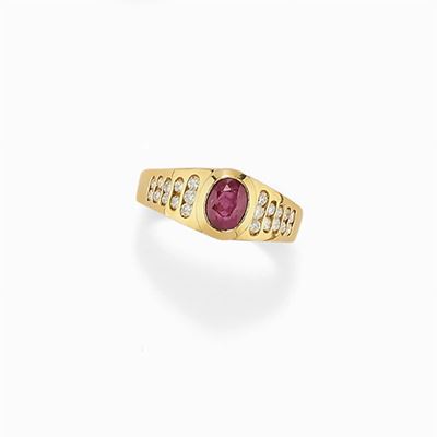 Anello in Oro 18k, Smeraldo e Diamanti