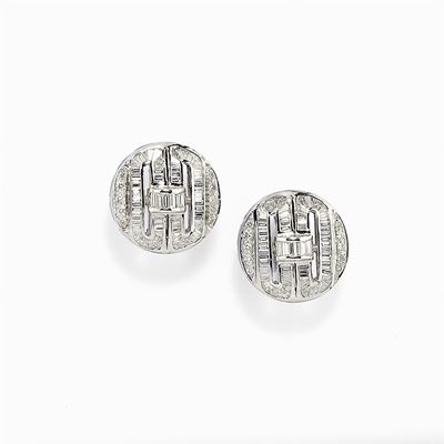 Paio di Orecchini in Oro Bianco 18k e Diamanti