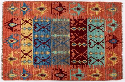 Tappeto nodo Moroccan, annodato in lana su trama in cotone, regione di Khyber Pakhtunkhwa, Pakist...