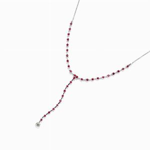 Collana in oro bianco 18k, rubini e diamante