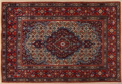 Tappeto Moud, regione del Khorasan, Persia orientale, lana su cotone, annodatura doppia, seconda ...