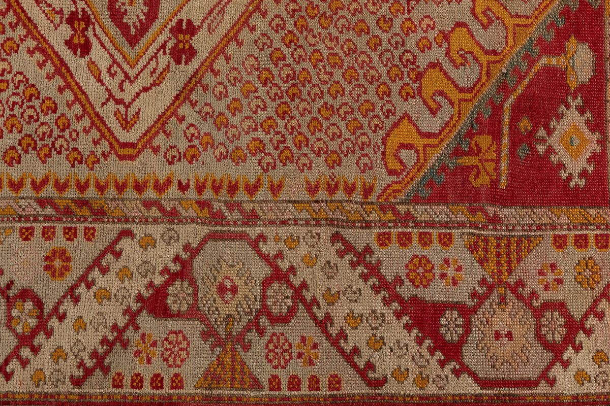 Tappeto Ghiordes, Anatolia occidentale, lana su cotone, fine del secolo XIX