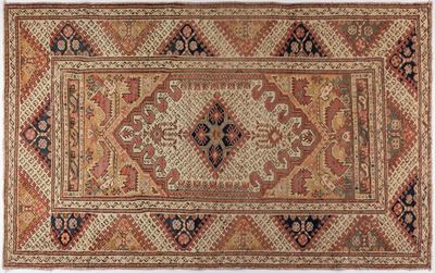 Tappeto Ghiordes, Regione di Gordes, Anatolia occidentale, Fine del XIX secolo, lana su cotone, c...