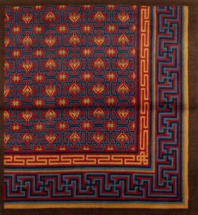 Tappeto Tibetano, regione di Kathmandu, Nepal centrale, lana su cotone, annodatura doppia, second...