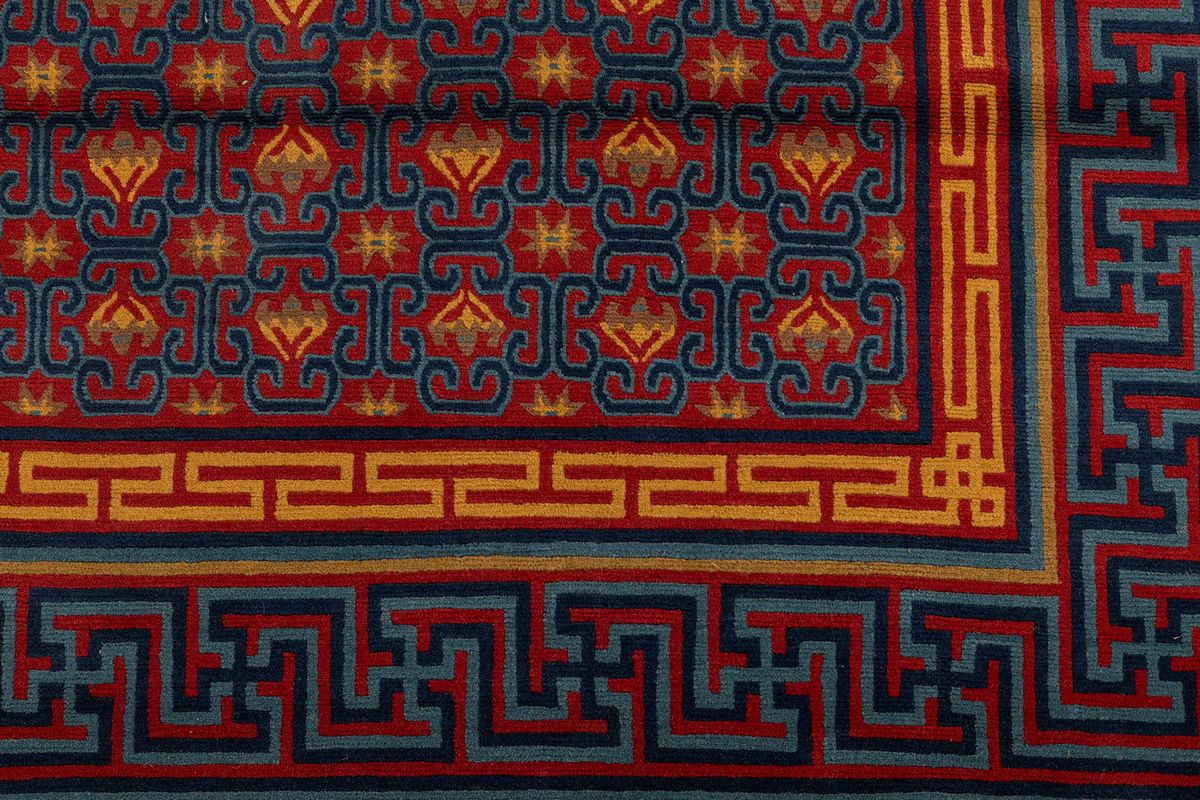 Tappeto Tibetano, regione di Kathmandu, Nepal centrale, lana su cotone, annodatura doppia, second...