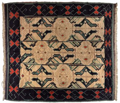 Tappeto persiano, regione di Teheran, lana su lana, cm 208 x 195, seconda metà del XX secolo
