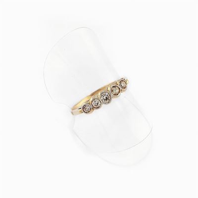 Anello in Oro 18k e Pietre Incolori