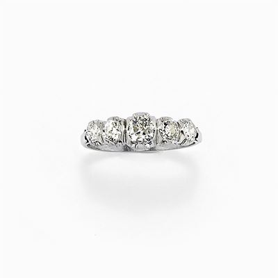 Anello D'epoca in Platino e Diamanti