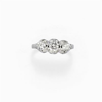 Anello D'epoca in Platino e Diamanti, Inizi XX Secolo