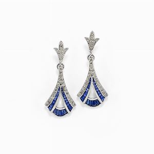 Orecchini in oro 18k, zaffiri e diamanti