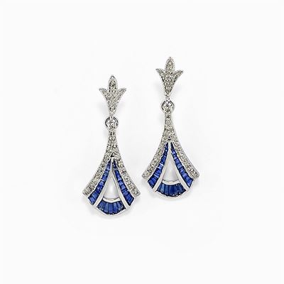 Orecchini in Oro 18k, Zaffiri e Diamanti