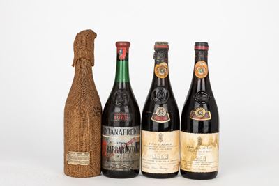 Selezione di Vini: Barolo Villadoria 1958, Barbaresco Fontanafredda 1962, Barolo Riserva Speciale...