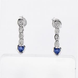 Orecchini in oro bianco 18k, zaffiri e diamanti