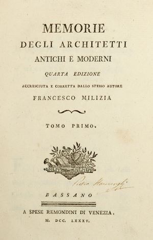 Milizia, Francesco - Memorie degli architetti antichi e moderni