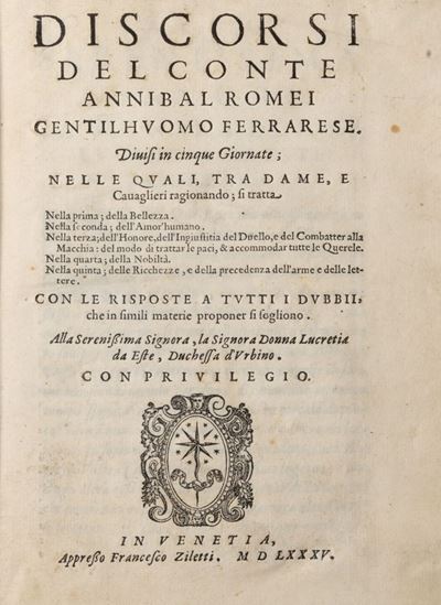 Discorsi , Divisi in Cinque Giornate.
