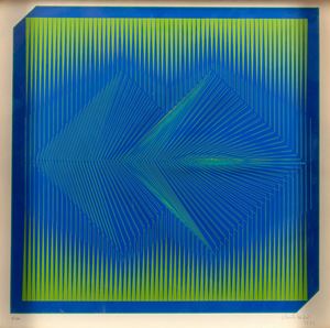 Composizione verde e blu