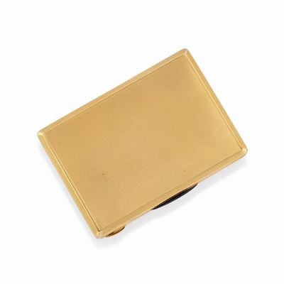 Scatola in oro giallo 18K con poussoir in onice