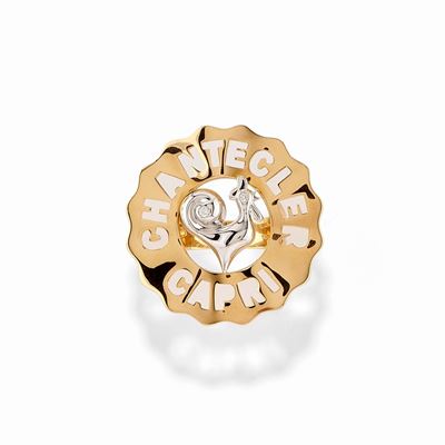 Anello in oro bicolore 18K con decoro traforato "Chantecler Capri" e diamanti