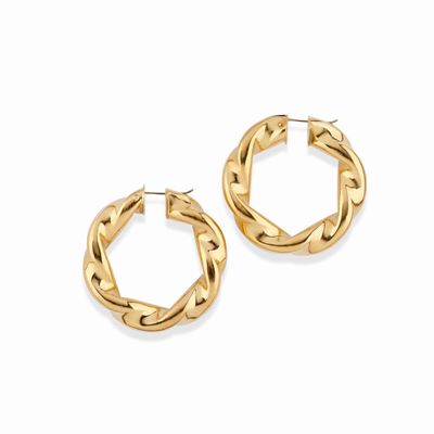 Orecchini in oro giallo 18K, a cerchio in canna vuota ritorta
